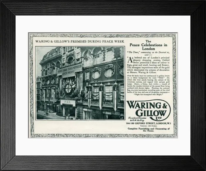 Framed Print : Waring & Gillows premises during peace week 1919 Framed Print : Waring & Gillows premises during peace week 1919