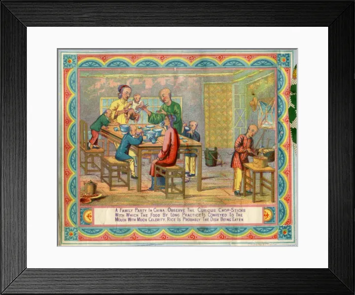 Framed Print : Chinese family eating with chopsticks Framed Print : Chinese family eating with chopsticks