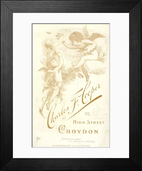Framed Print : Cabinet photo, design on back, Charles Cooper, photographer Framed Print : Cabinet photo, design on back, Charles Cooper, photographer