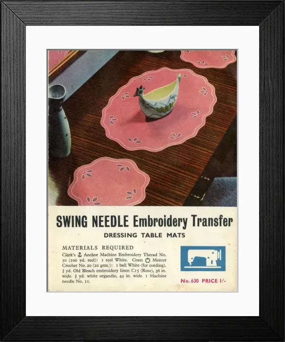 Framed Print : Advertisement, Swing Needle Embroidery Transfer Framed Print : Advertisement, Swing Needle Embroidery Transfer