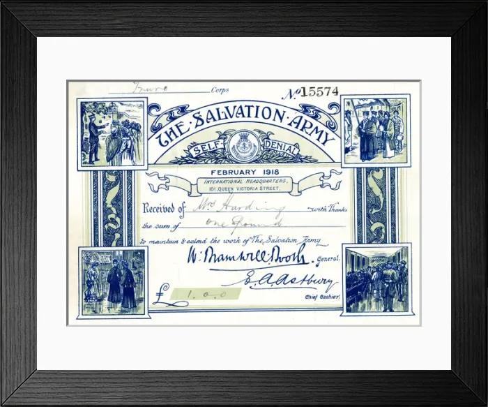 Framed Print : Salvation Army receipt Framed Print : Salvation Army receipt