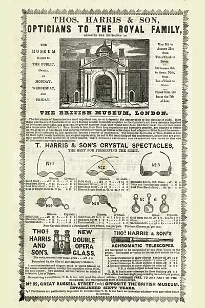 Advertisement, Thomas Harris, Opticians to the Royal Family