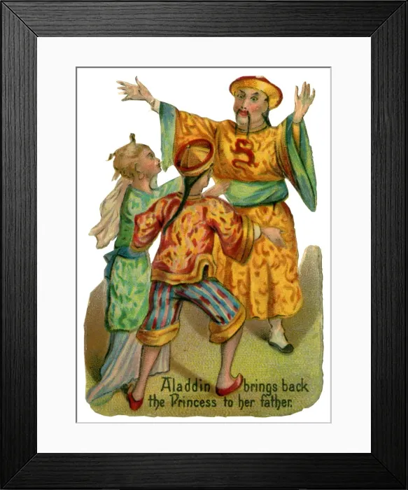 Framed Print : Victorian Scrap - Aladdin brings back the Princess Framed Print : Victorian Scrap - Aladdin brings back the Princess