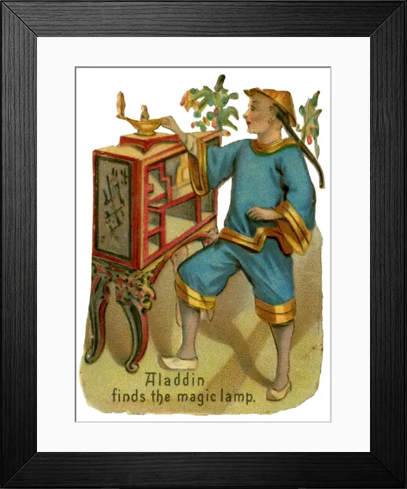 Framed Print : Victorian Scrap - Aladdin finds the magic lamp Framed Print : Victorian Scrap - Aladdin finds the magic lamp