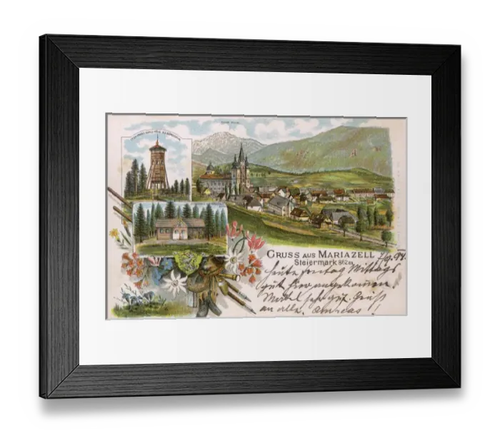 Framed Print : Greetings card from Mariazell, Styria, Austria Framed Print : Greetings card from Mariazell, Styria, Austria