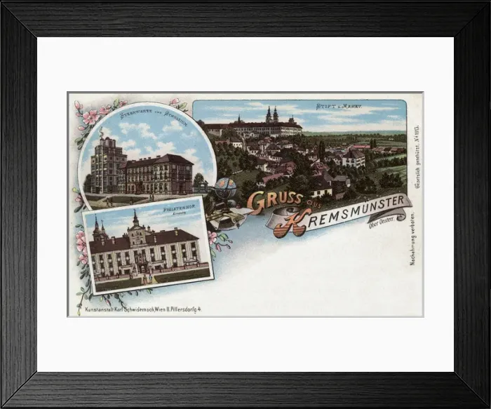 Framed Print : Greetings card from Kremsmunster, Austria Framed Print : Greetings card from Kremsmunster, Austria