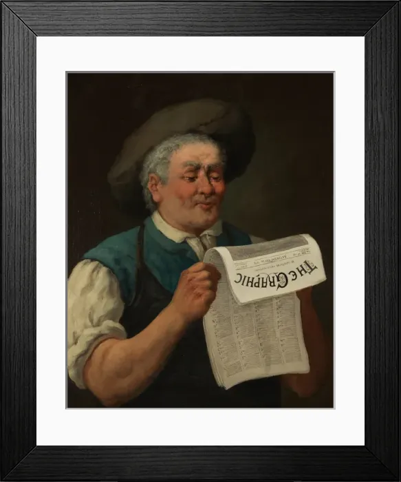 Framed Print : Portrait of a working class man reading The Graphic Framed Print : Portrait of a working class man reading The Graphic