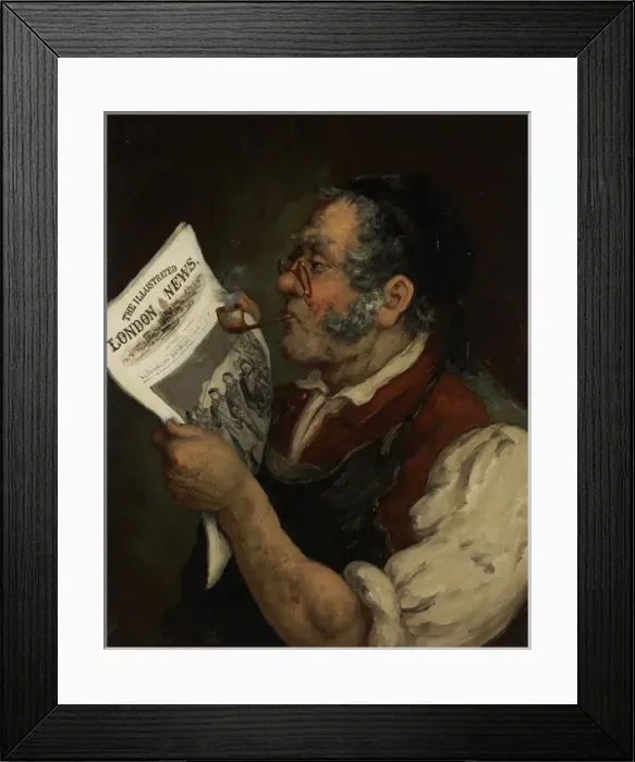 Framed Print : Portrait of male working class man with pipe Framed Print : Portrait of male working class man with pipe