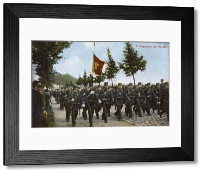 Framed Print : Dutch 7th Regiment marching along a street Framed Print : Dutch 7th Regiment marching along a street
