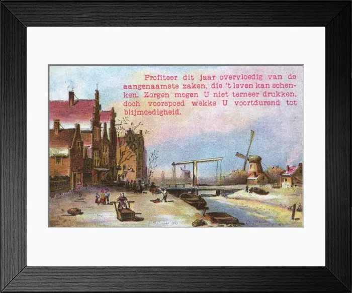 Framed Print : New Years card with windmill and canal, Netherlands Framed Print : New Years card with windmill and canal, Netherlands