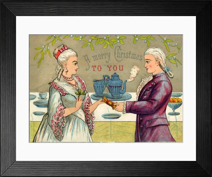 Framed Print : Merry Christmas - couple pulling a Christmas Cracker Framed Print : Merry Christmas - couple pulling a Christmas Cracker