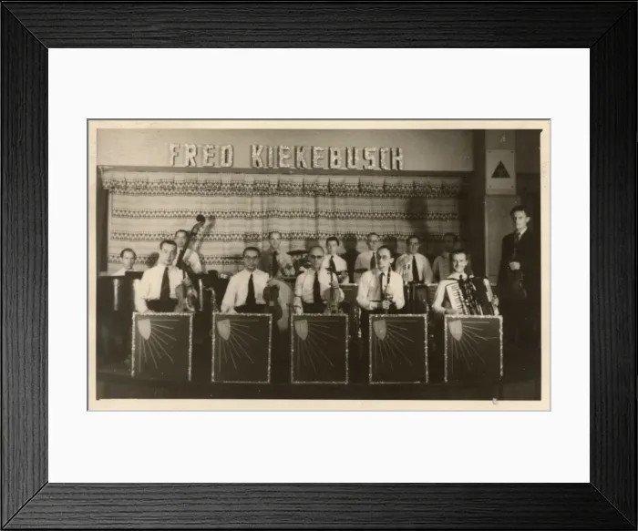 Framed Print : Fred Kiekebuschs band, on a bandstand Framed Print : Fred Kiekebuschs band, on a bandstand
