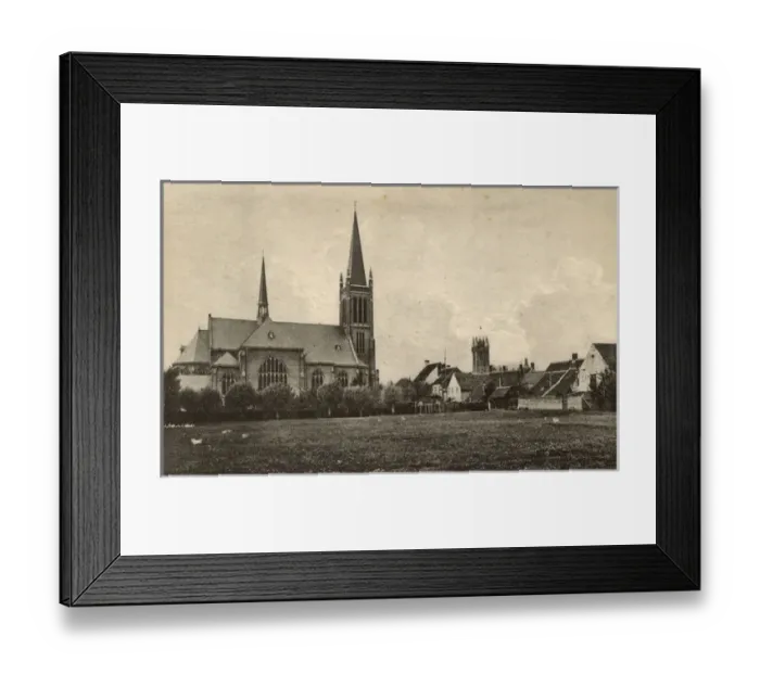 Framed Print : Church with spire, Sluis, Netherlands Framed Print : Church with spire, Sluis, Netherlands