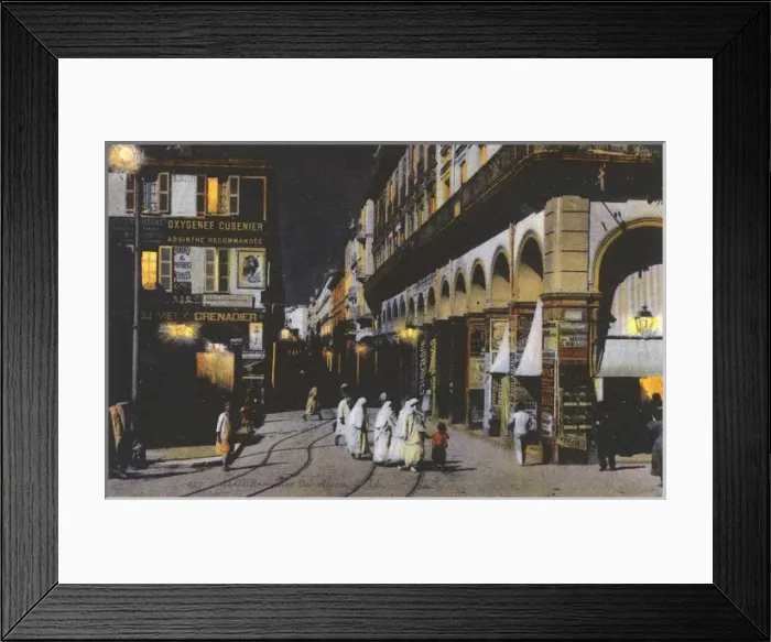 Framed Print : Night scene in Rue Bab-Azoun, Algiers, Algeria Framed Print : Night scene in Rue Bab-Azoun, Algiers, Algeria