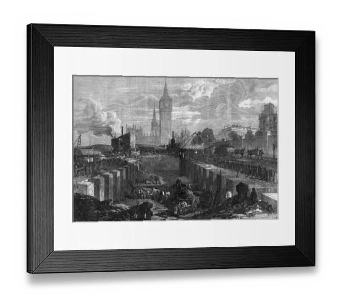 Framed Print : Works of Metropolitan District Railway on Thames Embankment Framed Print : Works of Metropolitan District Railway on Thames Embankment