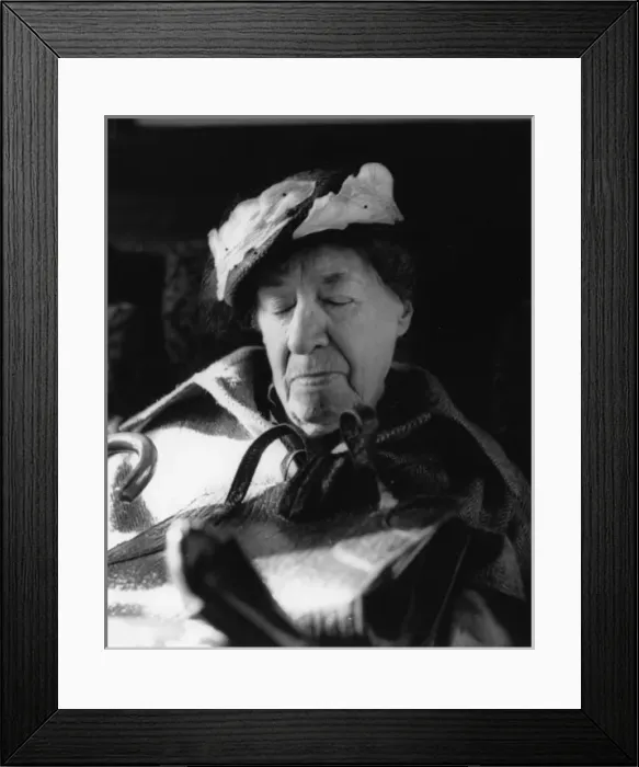 Framed Print : Tired elderly woman on a train Framed Print : Tired elderly woman on a train