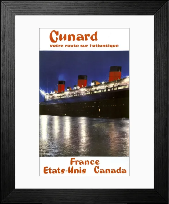 Framed Print : Poster advertising Cunard cruises to USA and Canada Framed Print : Poster advertising Cunard cruises to USA and Canada