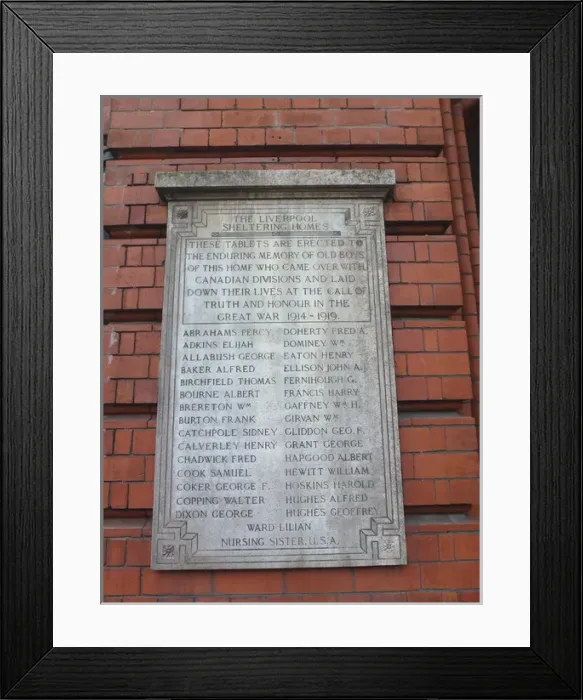 Framed Print : Liverpool Sheltering Homes plaque Framed Print : Liverpool Sheltering Homes plaque