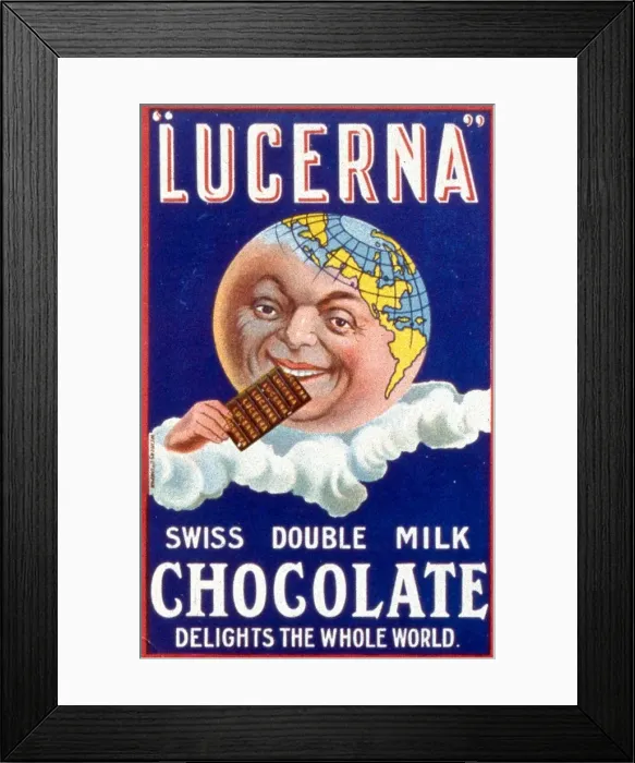 Framed Print : Advertisement for Lucerna Swiss double milk chocolate Framed Print : Advertisement for Lucerna Swiss double milk chocolate