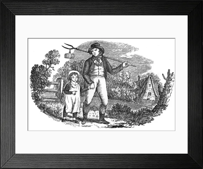 Framed Print : Rural father and son, c. 1790s Framed Print : Rural father and son, c. 1790s