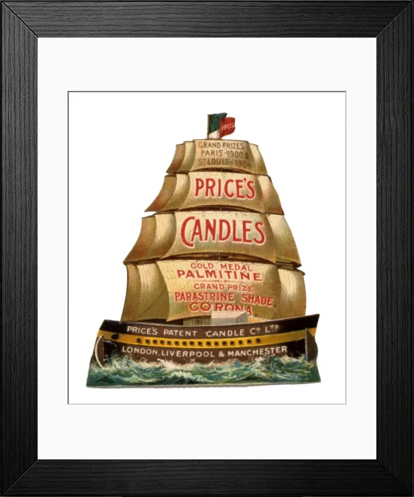 Framed Print : Cutout advertisement, Prices Candles Framed Print : Cutout advertisement, Prices Candles