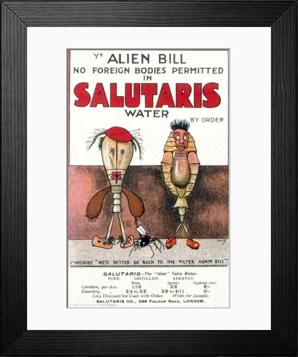 Framed Print : Advertisement for Salutaris bottled table water Framed Print : Advertisement for Salutaris bottled table water