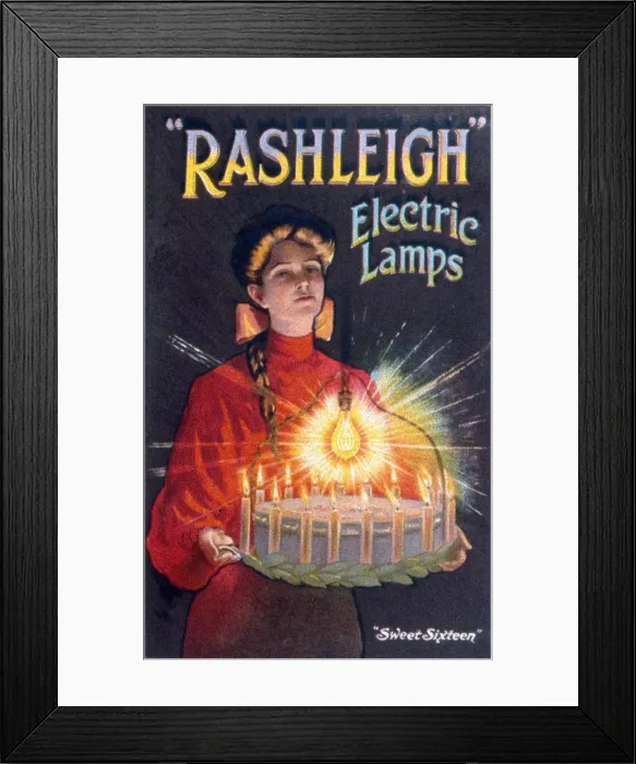 Framed Print : Advertisement for Rashleigh electric lamps Framed Print : Advertisement for Rashleigh electric lamps