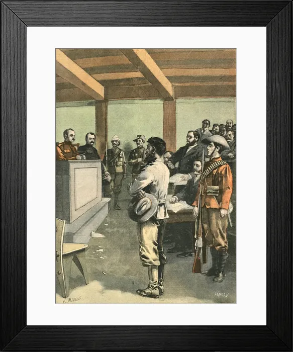 Framed Print : Boers before the tribunal during the Boer War Framed Print : Boers before the tribunal during the Boer War