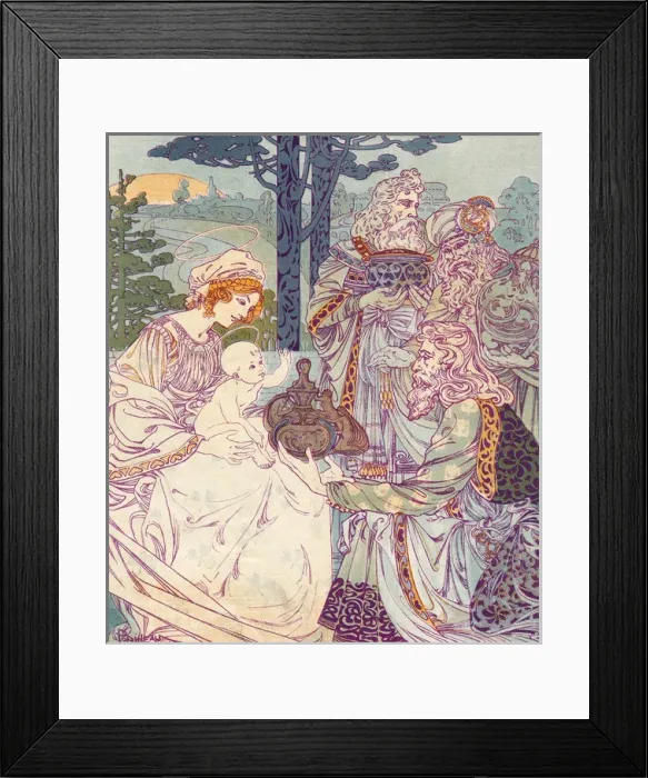 Framed Print : Three Wise Men visiting Mary and the Christ Child Framed Print : Three Wise Men visiting Mary and the Christ Child