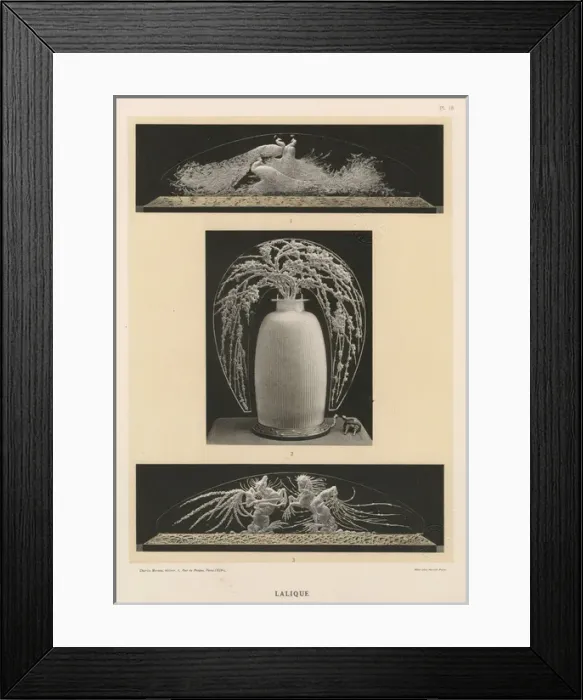 Framed Print : Three remarkable glass lamps by Rene Jules Lalique Framed Print : Three remarkable glass lamps by Rene Jules Lalique
