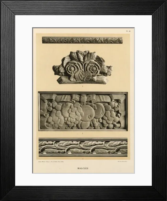 Framed Print : Bas-relief carvings by Laurent Malcles Framed Print : Bas-relief carvings by Laurent Malcles