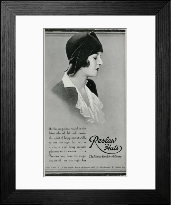 Framed Print : Advert for Reslaw womens hats 1929 Framed Print : Advert for Reslaw womens hats 1929