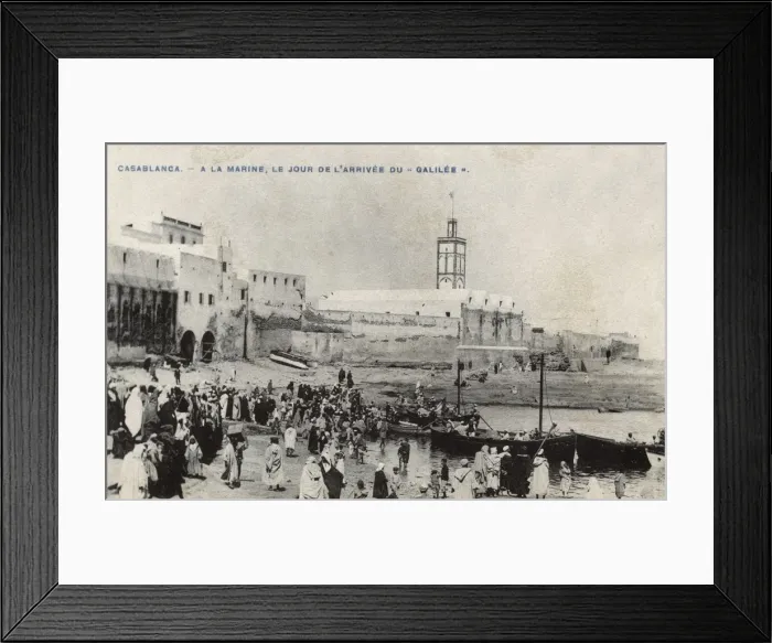 Framed Print : Arrival of French cruiser Galilee, Casablanca, Morocco Framed Print : Arrival of French cruiser Galilee, Casablanca, Morocco