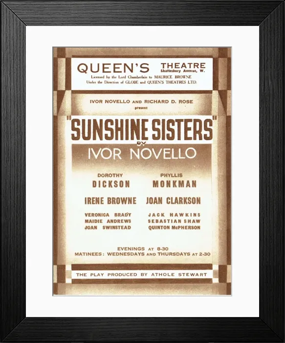 Framed Print : The Sunshine Sisters by Ivor Novello and Richard D Rose Framed Print : The Sunshine Sisters by Ivor Novello and Richard D Rose