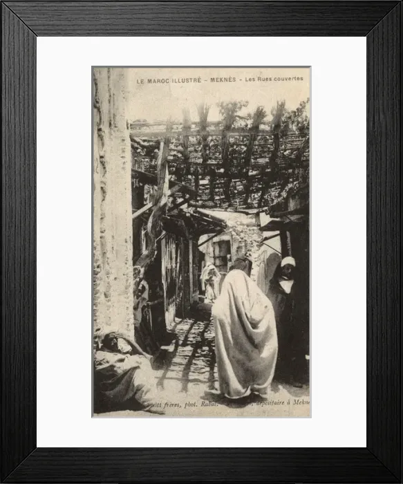 Framed Print : People in a shaded street, Meknes, Morocco Framed Print : People in a shaded street, Meknes, Morocco