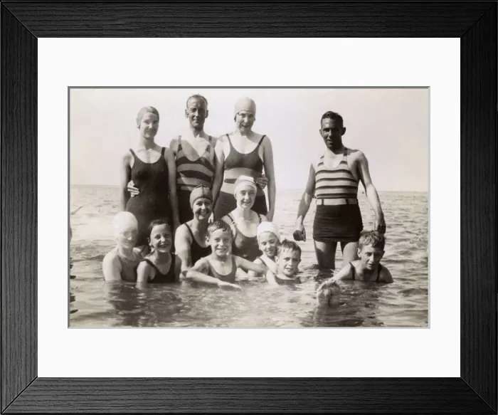 Framed Print : British seaside bathers - fine selection of bathing costumes Framed Print : British seaside bathers - fine selection of bathing costumes