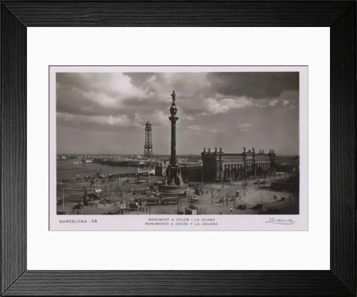 Framed Print : Barcelona, Spain, Columbus Monument and Old Customs Building Framed Print : Barcelona, Spain, Columbus Monument and Old Customs Building