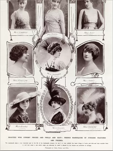 Parisienne models wearing headdresses 1914