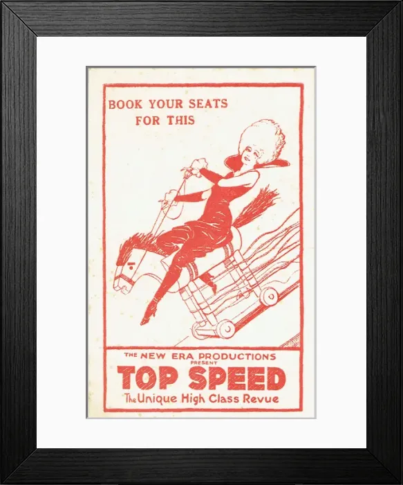 Framed Print : Top Speed. Promotional postcard for Top Speed The New Era Production presents Framed Print : Top Speed. Promotional postcard for Top Speed The New Era Production presents