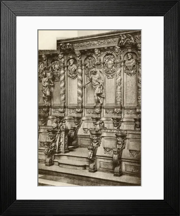 Framed Print : Wooden stalls in primary church, Vilvorde, Belgium Framed Print : Wooden stalls in primary church, Vilvorde, Belgium