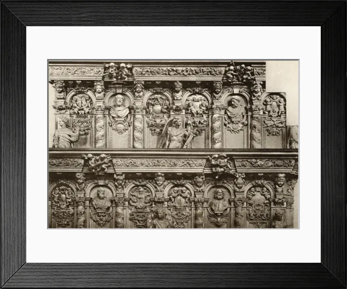 Framed Print : Wooden carvings in primary church, Vilvorde, Belgium Framed Print : Wooden carvings in primary church, Vilvorde, Belgium