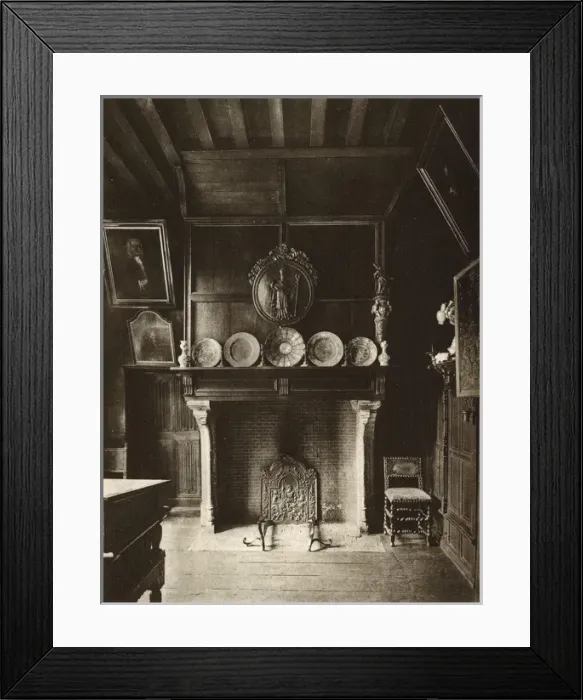 Framed Print : Room with fireplace in Hospice Belle, Ypres, Belgium Framed Print : Room with fireplace in Hospice Belle, Ypres, Belgium