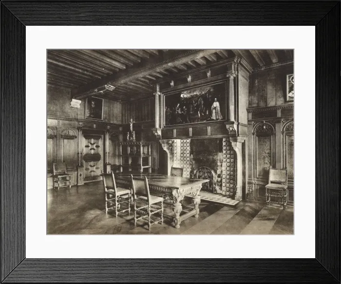 Framed Print : Room with fireplace in Hopital St Jean, Ypres, Belgium Framed Print : Room with fireplace in Hopital St Jean, Ypres, Belgium