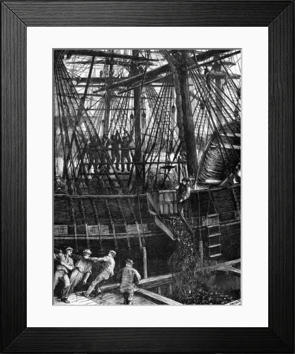 Framed Print : Unloading coal at the London docks 1871 Framed Print : Unloading coal at the London docks 1871