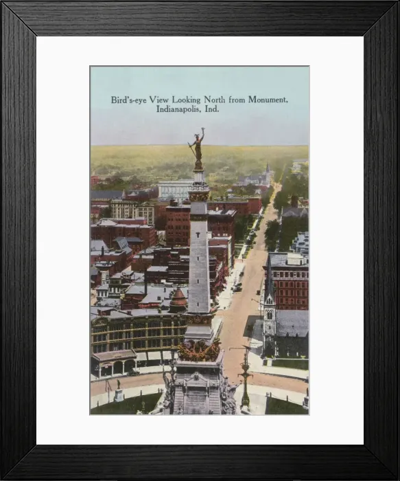 Framed Print : Bird s-eye view looking north from Monument, Indianapolis