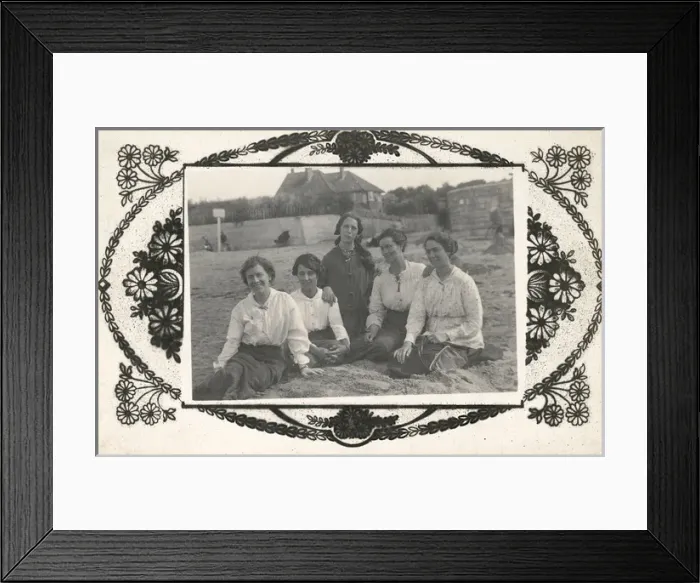 Framed Print : British country girls on a seaside excursion Framed Print : British country girls on a seaside excursion