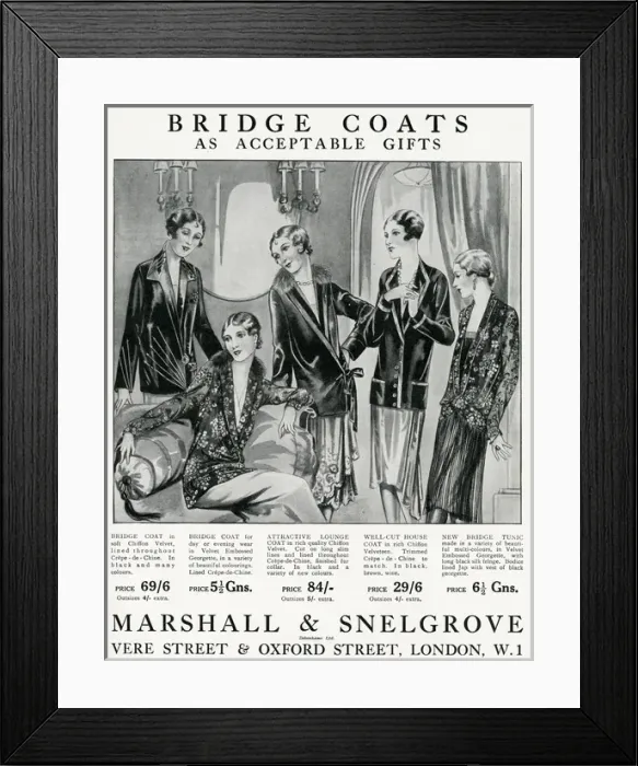 Framed Print : Advert for Marshall & Snelgrove womens jackets 1928 Framed Print : Advert for Marshall & Snelgrove womens jackets 1928