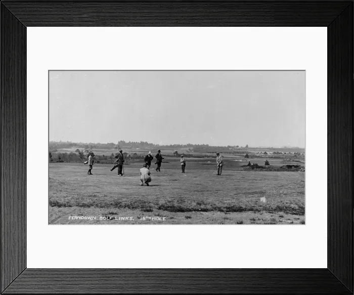Framed Print : Ferndown Golf Links 18th hole, with people playing Framed Print : Ferndown Golf Links 18th hole, with people playing