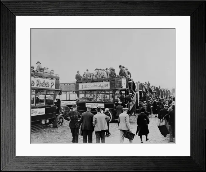 Framed Print : Open-topped buses at the Epsom Derby, 1933 Framed Print : Open-topped buses at the Epsom Derby, 1933