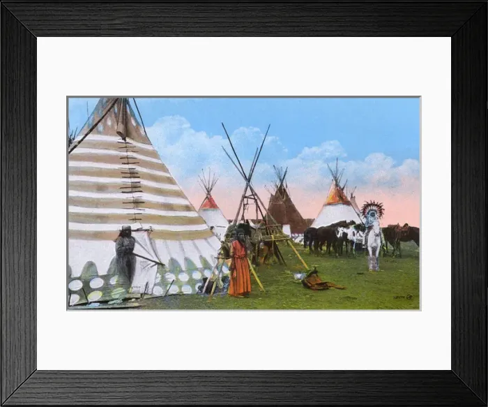 Framed Print : Western Canada - Nakoda Indian Encampment Framed Print : Western Canada - Nakoda Indian Encampment